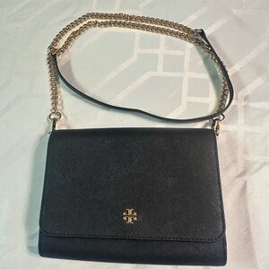 Tory Burch Black Crossbody with Gold Chain